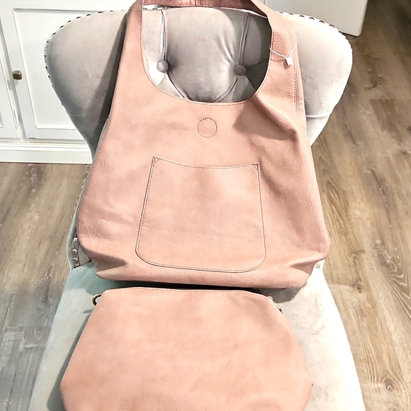 Anthropologie Handbags - Nwot ANTHROPOLOGIE DARK.BLUSH BAG WITH SMALL BAG